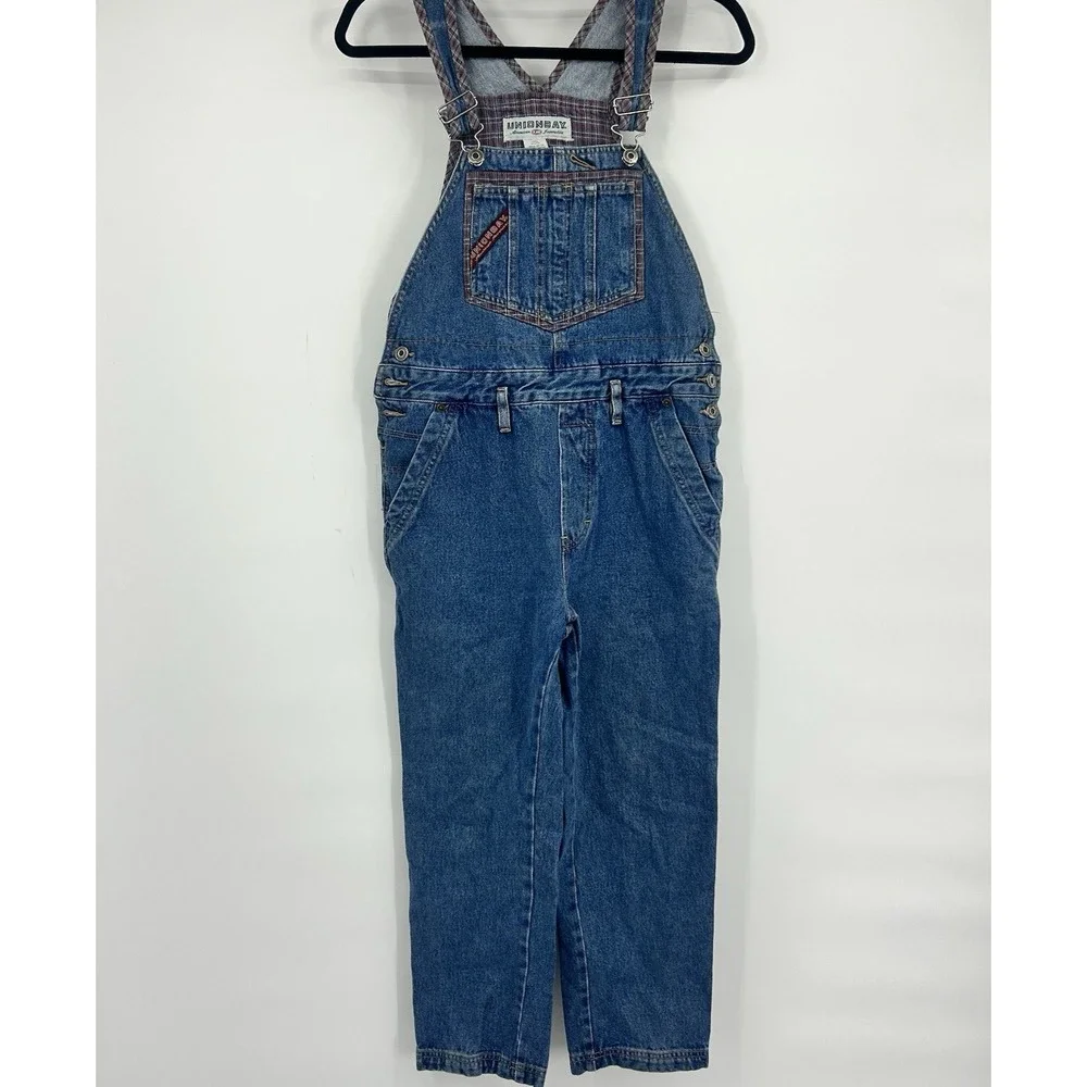 Vintage 90s Unionbay Kids L Denim Overalls Plaid Carpenter Grunge Boys Girls